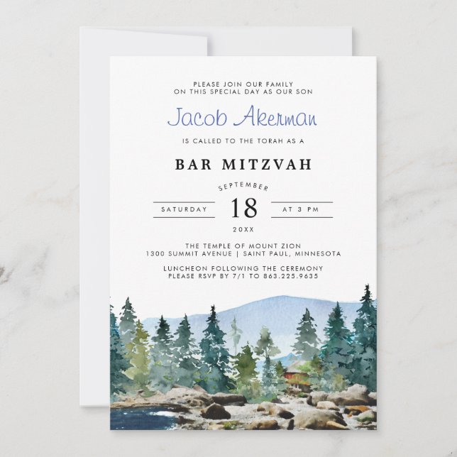 Carte Étanche rustique | Bar Mitzvah (Devant)