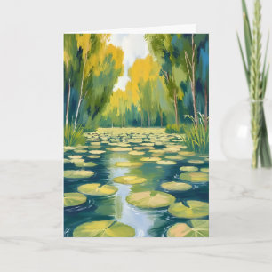 Carte Étang de nénuphars Nature à l'aquarelle verte