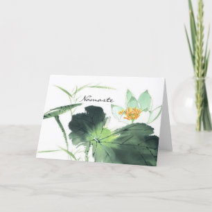Carte ÉTANG LOTUS PAIX l Art de la peinture au pinceau c