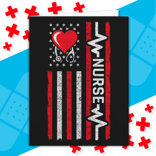 Carte Etats-Unis Héros Drapeau américain Vie Infirmière