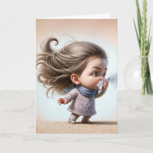 Carte Éternuer La Fille Avec Le Tissu