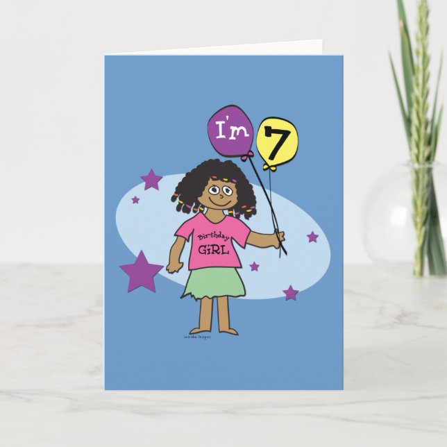 Carte Ethnic Girls I'm 7 7th Birthday Card (Devant)