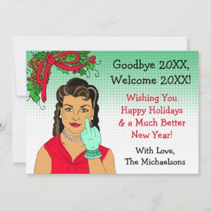 Carte Ethnic Retro Lady Flipping Bird Christmas