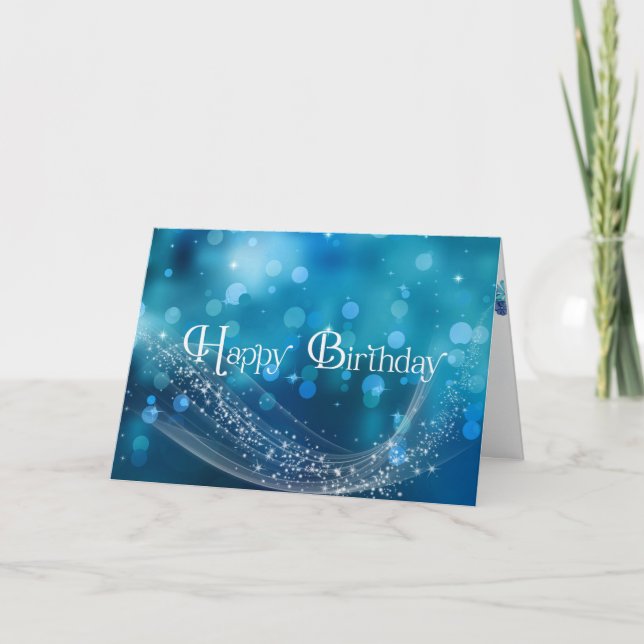 Carte étincelante lumières de bokeh anniversaire (Devant)