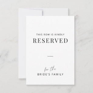 Carte Étiquette de rangée réservée pour la famille de ma