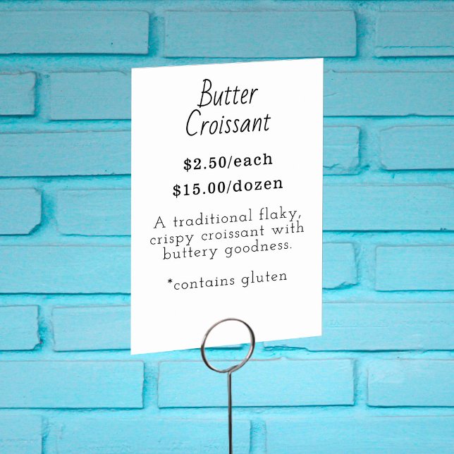 Carte Étiquette de restauration Croissant-beurre (Créateur téléchargé)