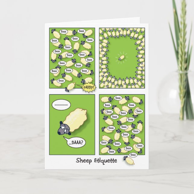 Carte Etiquette mouton (anniversaire) (Devant)