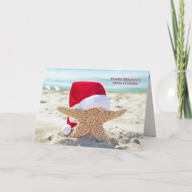 Carte Étoile de Noël avec chapeau de Père Noël (Devant)