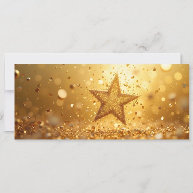 Carte Etoile festive et paillettes dorées  (Devant)