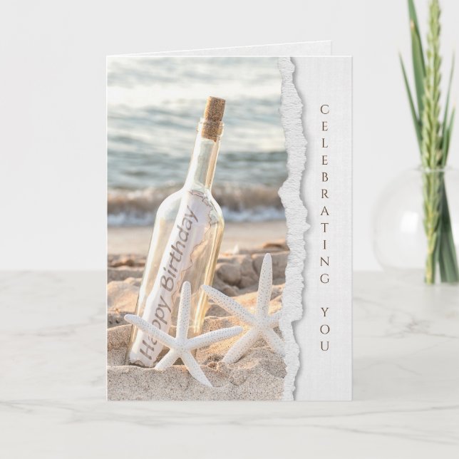Carte étoiles de mer et message dans un anniversaire de (Devant)
