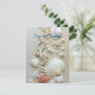 Carte Étoiles de mer roses corail perles des mers et sal