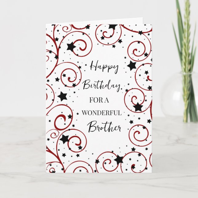 Carte Étoiles et fraises Frère Anniversaire (Devant)