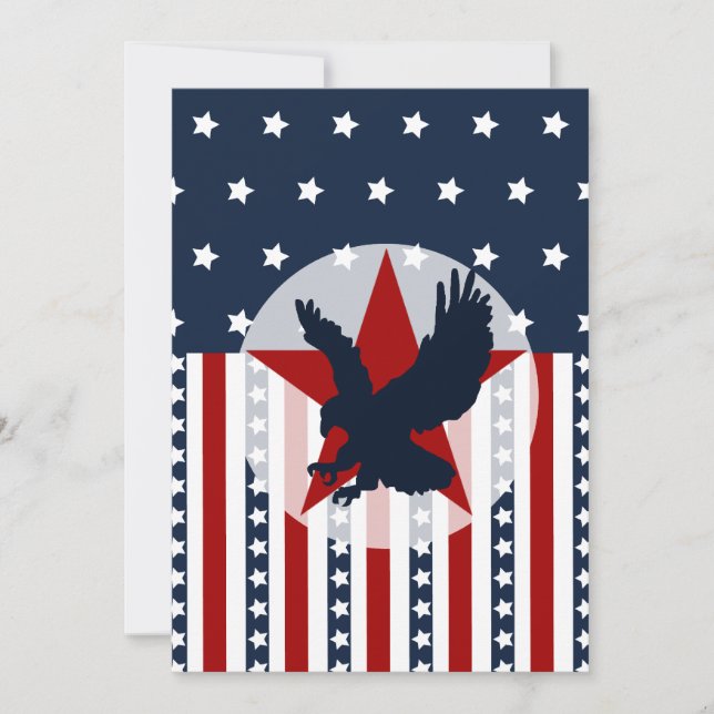 Carte Étoiles patriotiques et rayures Bald Eagle Amériqu (Devant)