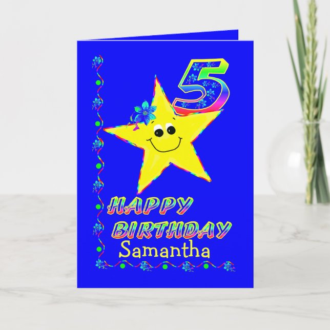 Carte Étoiles personnalisées 5e anniversaire pour les fi (Devant)