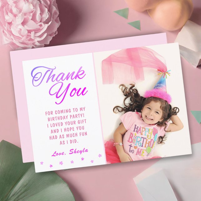 Carte Étoiles roses mignonnes Merci photo Anniversaire (Créateur téléchargé)