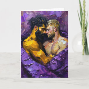 Carte Étreinte violette : Portrait à l'huile expressionn