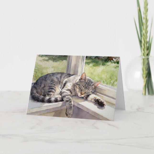 Carte Étude de chat tigré gris C à l'aquarelle (Devant)