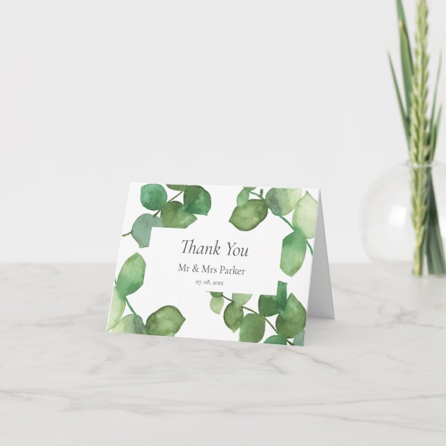 Carte Eucalyptus Boho Merci Mariage verdoyant (Devant)