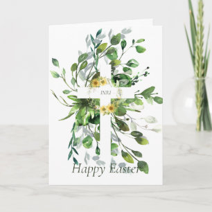 Carte Eucalyptus et tournesols croisent Pâques