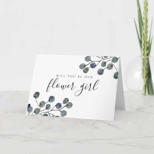 Carte Eucalyptus Feuilles Serez-Vous Notre Fille Fleur (Devant)