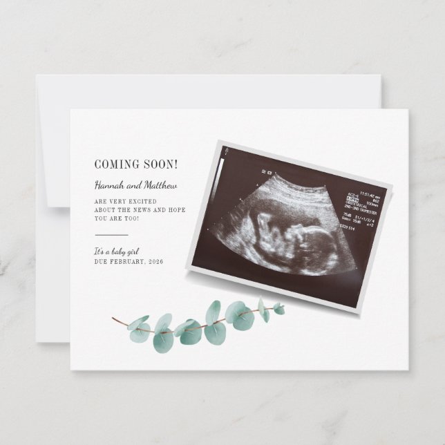 Carte Eucalyptus Grossesse Genre Révélation Bébé Sonogra (Devant)