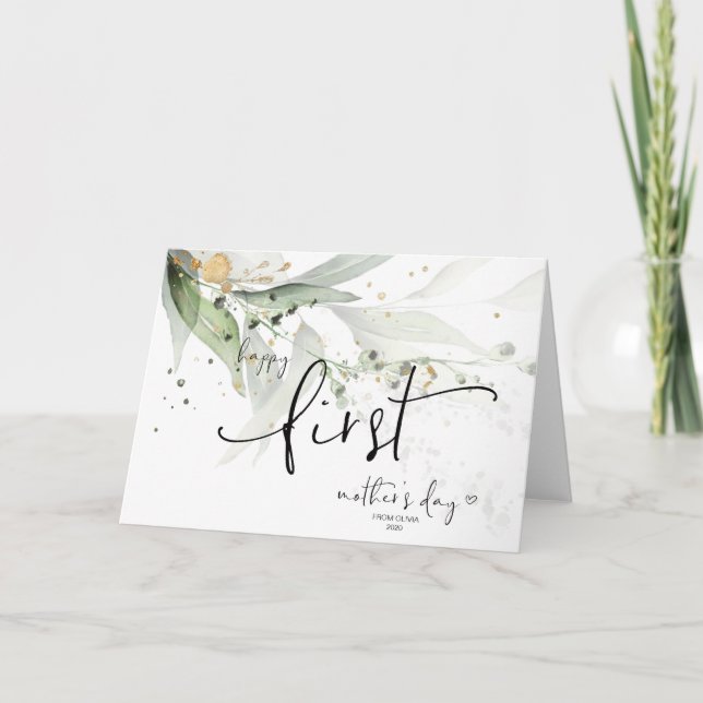 Carte Eucalyptus Happy First Mother's Day Cadeau Keepsak (Devant)