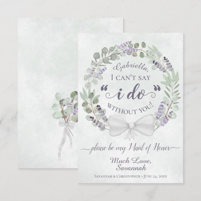 Carte Eucalyptus & Lavender Be My Maid of Honor Card (Devant / Derrière)