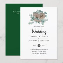 Eucalyptus Mariage - Aquarelle Verdure Monogramme