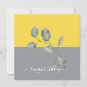 Carte Eucalyptus moderne Feuille Colorblock Anniversaire