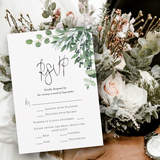 Carte Eucalyptus RSVP moderne (Modern Eucalyptus RSVP Card)