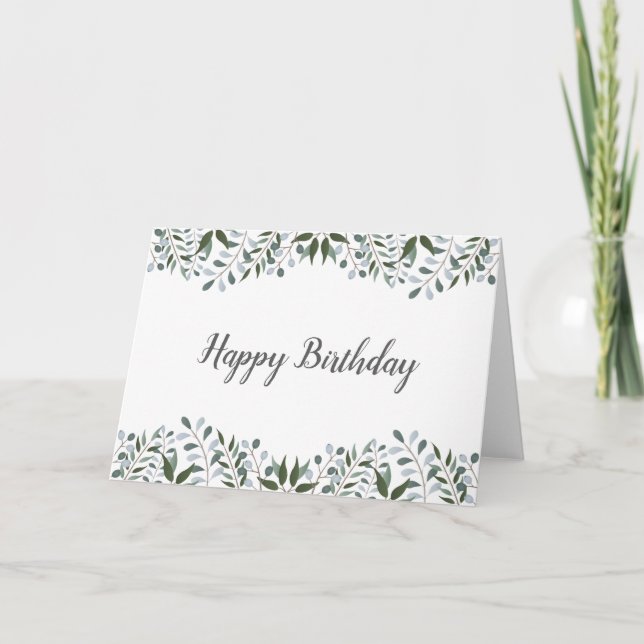 Carte Eucalyptus Verdure Floral Joyeux Anniversaire (Devant)