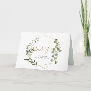 Carte Eucalyptus Verdure or Merci de cadre géométrique O
