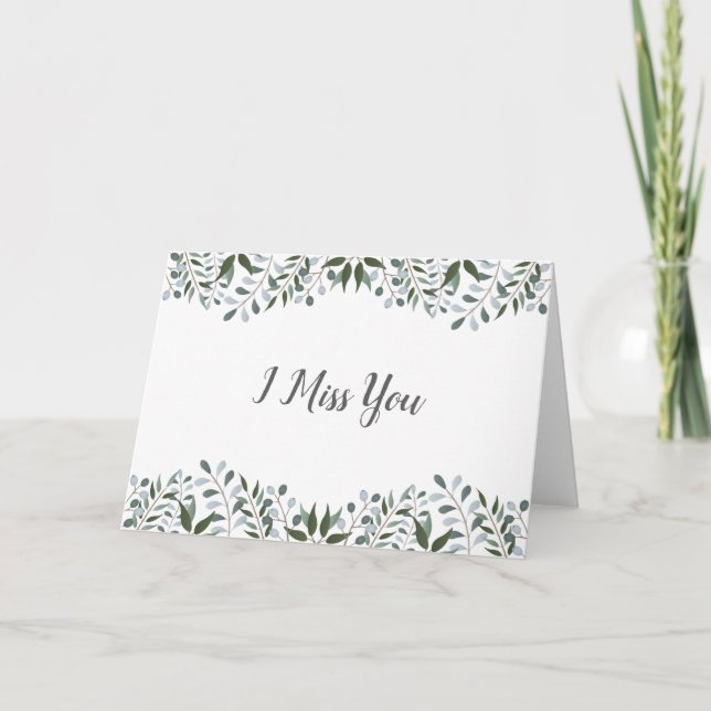 Carte Eucalyptus Vert Floral Je Vous Manque (Devant)