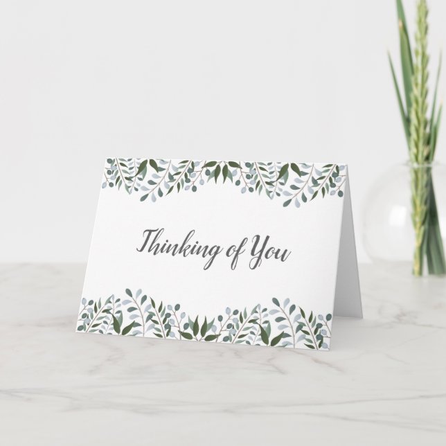 Carte Eucalyptus Vert Floral Pensée De Vous (Devant)