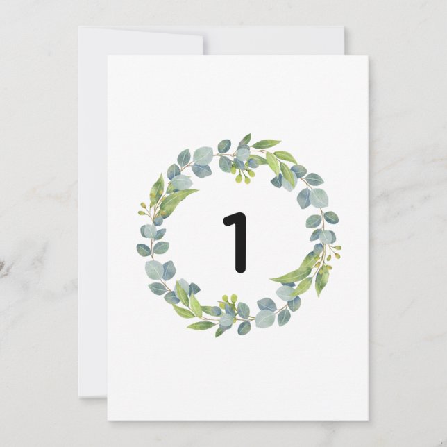 Carte Eucalyptus Wreath Botanical Wedding Table Number C (Devant)