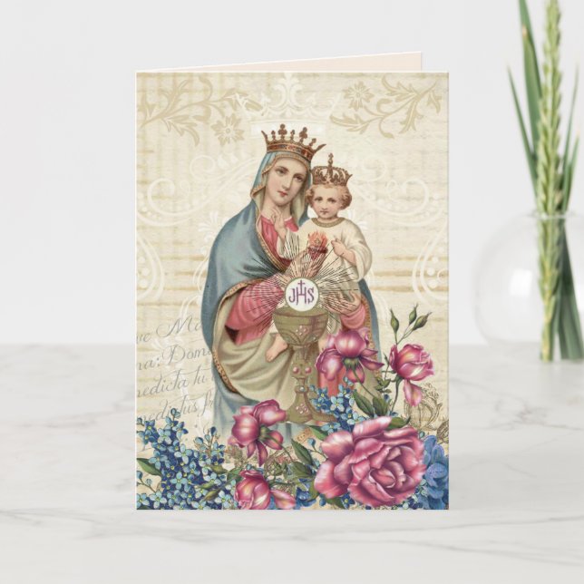 Carte Eucharistie religieuse de Vierge Marie de jour de (Devant)