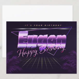 Carte Eugen Name Prénom lila retro