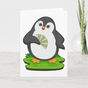 Carte Éventail à main pingouin