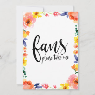 Carte Éventails de mariage Calligraphie Panneau floral a