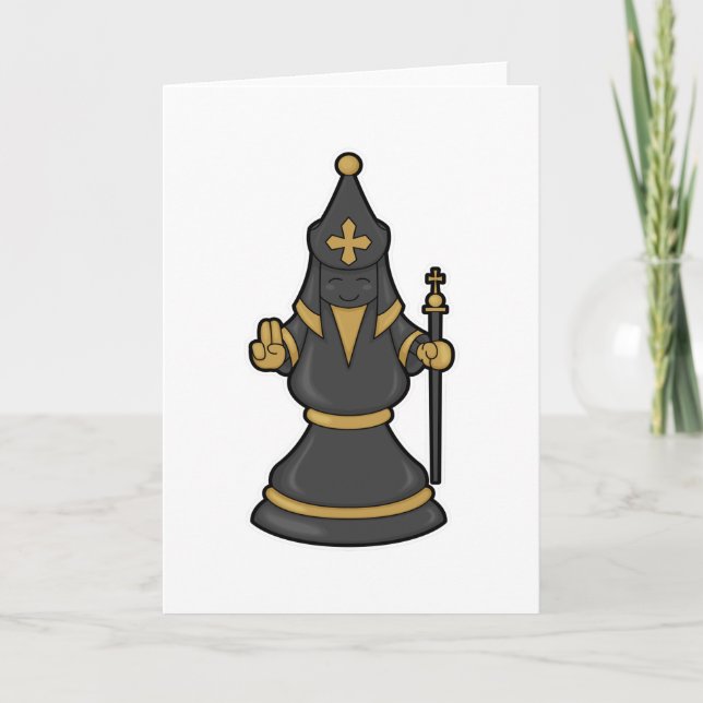 Carte Évêque d'échecs aux échecs avec le personnel (Devant)