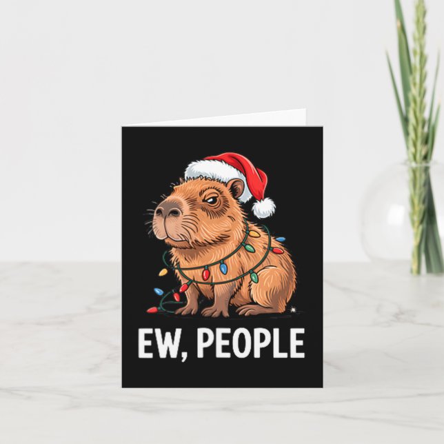 Carte Ew People Capybara Christmas Lights Funny Introver (Devant)