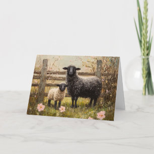 Carte Ewe et agneau Printemps