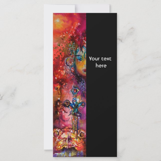 Carte EXCALIBUR noir violet fuchsia rouge bleu rose blan (Devant)