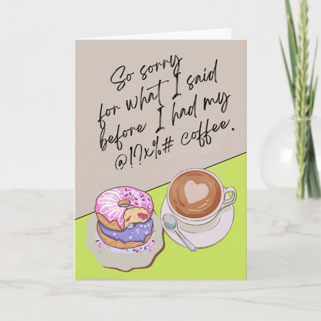 Carte Excuses amusantes avec café et beignets (Devant)