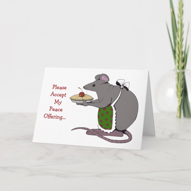 Carte Excuses : Désolé : Offre de paix : Souris, tarte (Devant)