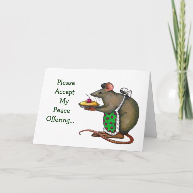 Carte Excuses : Offre de paix : Mme Rat ou souris, tarte (Devant)