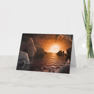 Carte Exoplanet Trappist-1f De Son Côté Nocturne Icy.