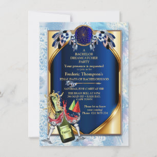 Carte Exotic-Parrot Bleu plumes Bachelor Party