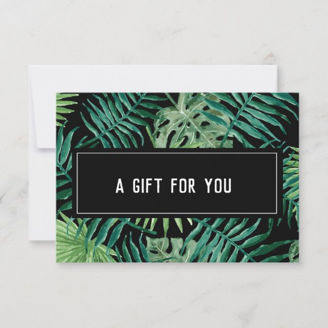 Carte Exotic Tropical Palm Feuille certificat cadeau (Devant)