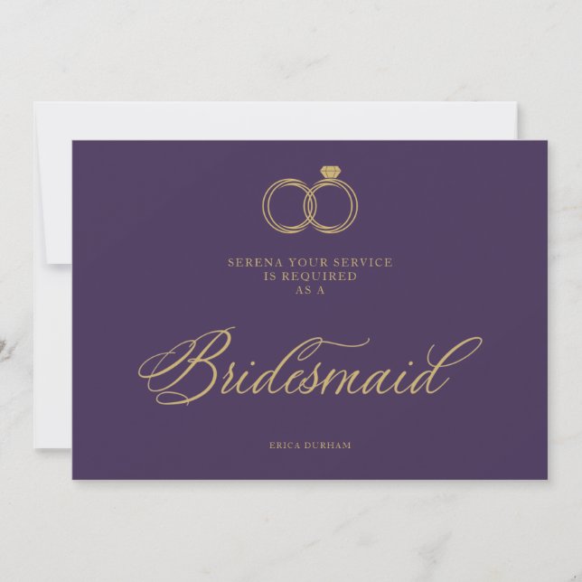 Carte Exquisite Gold Wedding Rings Trendy Bridesmaid (Devant)